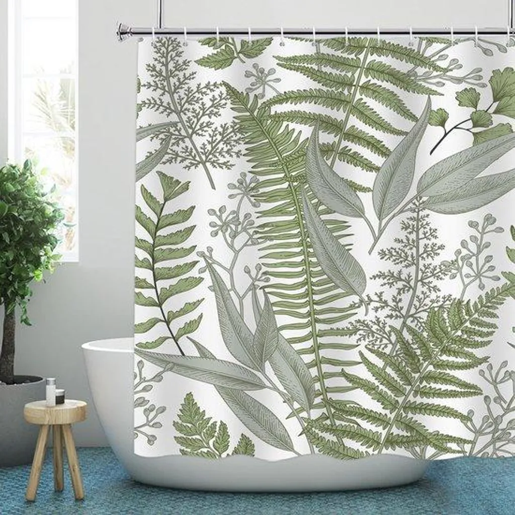 Rideau de douche en polyester lavable 180 x 200 cm vert d'eau opaque
