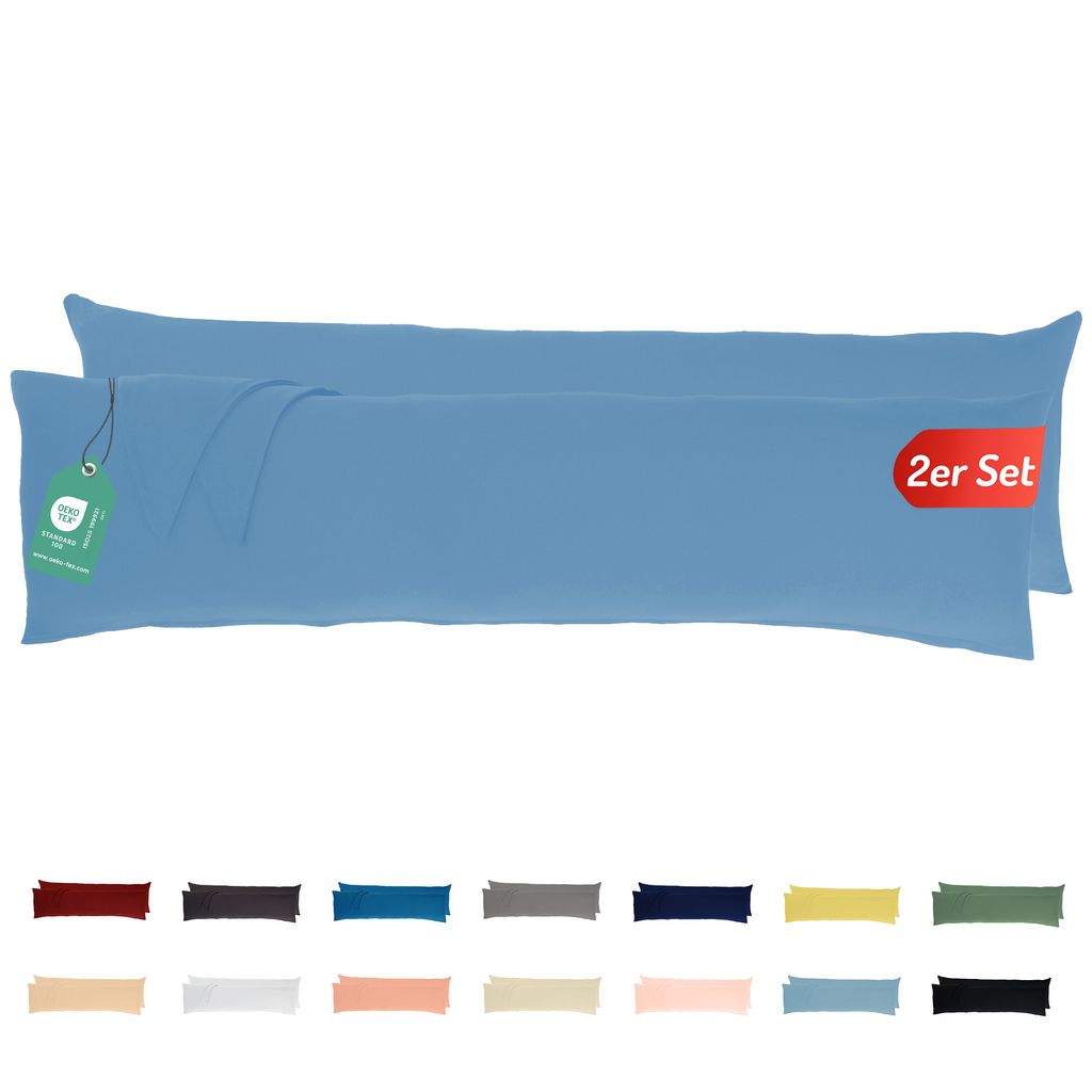 Jersey Kissenbezug 2er Set 40x145 cm 100% Baumwolle Eisblau Produktbild 