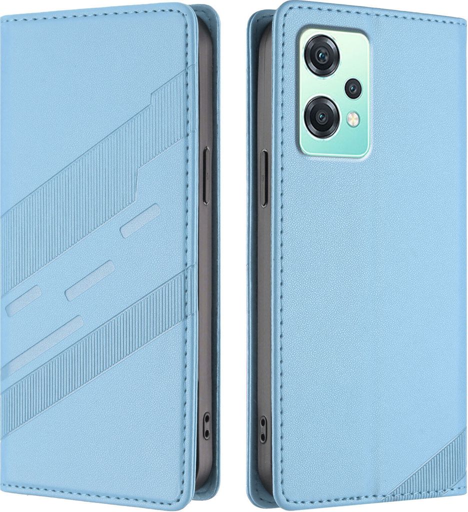 Hülle für OnePlus Nord 2 Lite / Nord CE 2 Lite 5G, Kunstleder Brieftaschen Handyhülle mit Kartenfach und Standfunktion Hellblau