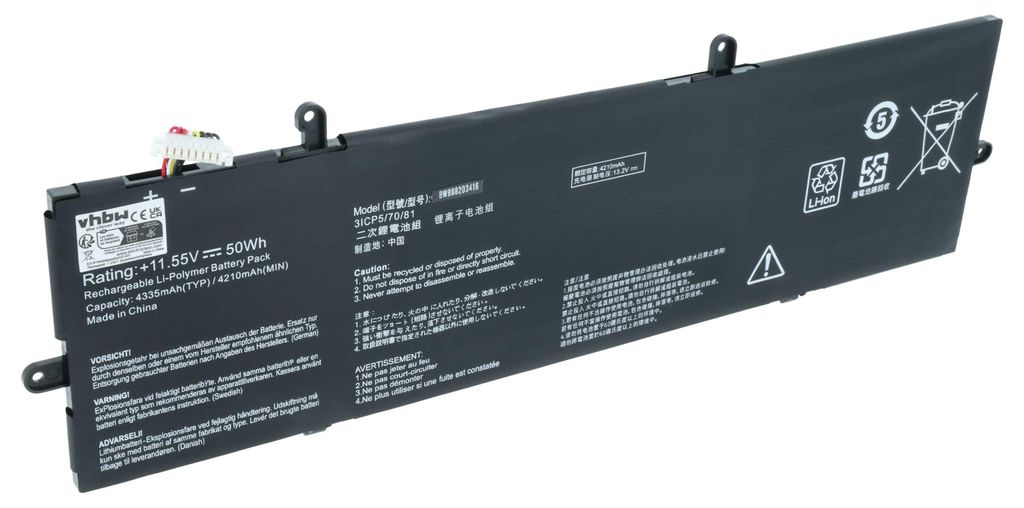 vhbw Akku kompatibel mit Asus ZenBook 14 UX434FQ-AI116T, UX433FQ-AI109T, UX433FQ-A5107R, UX433FQ-A5105R Notebook (4250 mAh, 11,55 V, Li-Polymer)