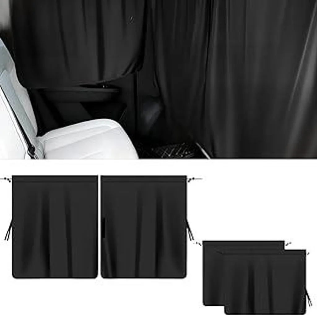 Set di 3 tende divisorie per auto, protezione solare, protezione dalla vista, finestrini auto oscurati, tende interne per auto per campeggio, viaggi, relax, protezione dai raggi UV e isolamento termico (145 cm*75 cm) - 1