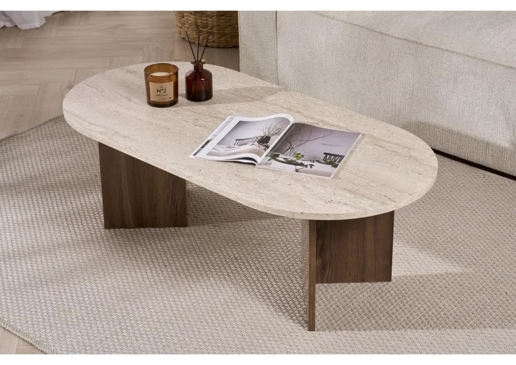 Table basse ovale anti-choc pour salon étroit, modèle compact IRIS - 5