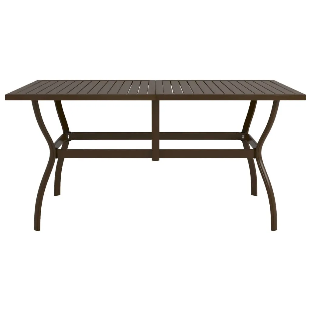 Table de jardin en acier marron 140x80 cm résistante aux UV
