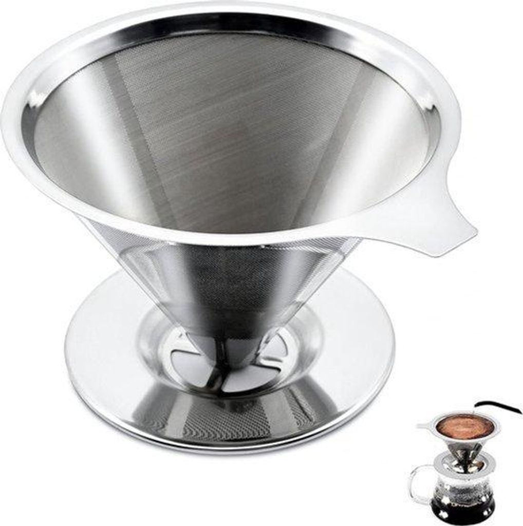 Reisekaffee-Filter aus Edelstahl - Kaffee-Filterhalter - Barista - Filterkaffee Pour Over - Camping - Reise - Edelstahl-Gitter - dauerhafter Kaffee...