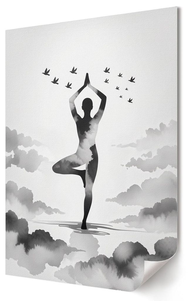 Yoga-Illustration- Kunstdruck A3 (29x42 cm) - Ausdrucksstark, rustikal, erotisch- Wandbild für Wohnzimmer Schlafzimmer & Flur, Modernes Poster Wan...