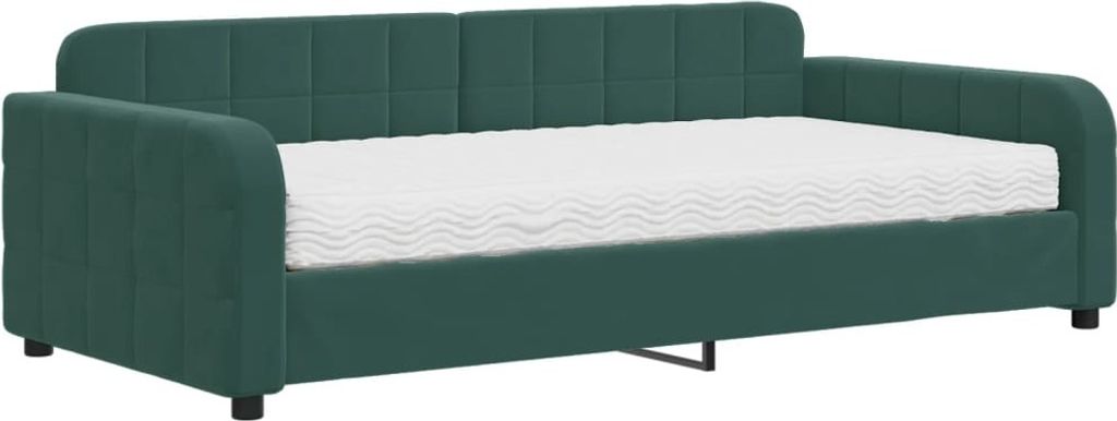 Tagesbett mit Matratze Dunkelgrün 100x200 cm Samt