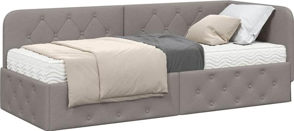 Eckbettgestell Taupe 80 x 200 cm Stoff