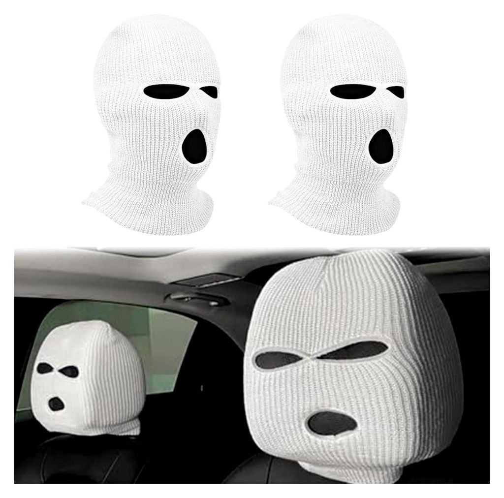 Auto-Kopfstützenbezüge, 2 Stück, 3 Löcher, lustiges Gesicht, Auto-Vordersitzbezug, universelle personalisierte Dekoration, Acrylfaser-Kopfstüt...