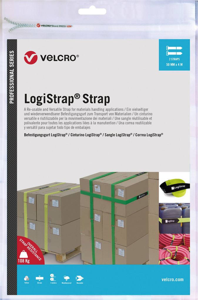VELCRO Logistrap Strap 50mm x 4m Streifen 2 Stück, gelb