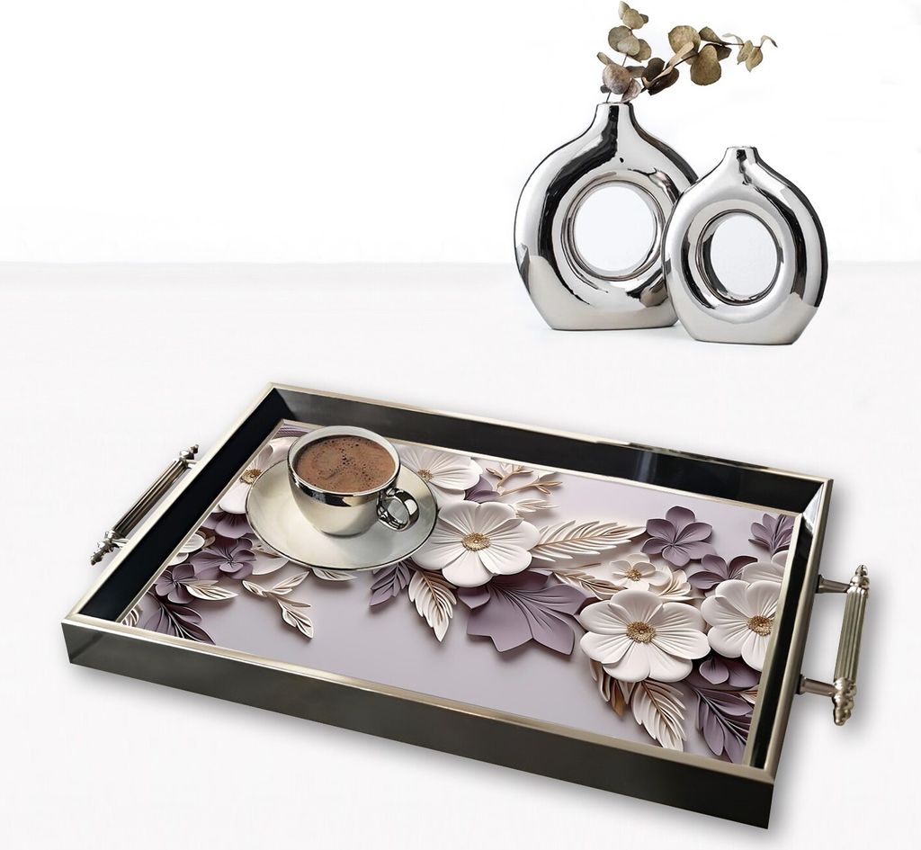 Evila Originals, TPG9899, Tablett, Mehrfarbig, 100 % GLAS, 50 x 29 x 3,5 cm