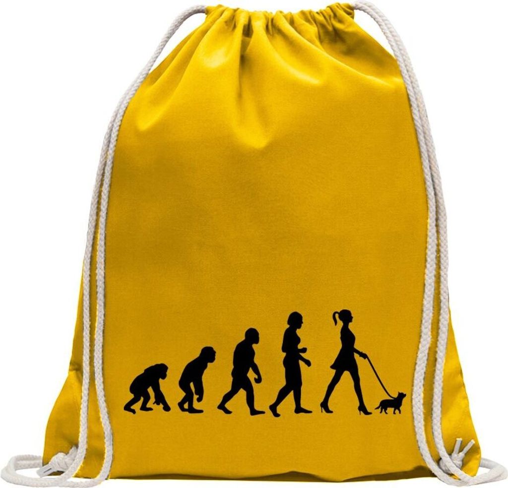 Kiwistar - Turnbeutel - gelb - Evolution It-Girl Trend & Style - Fun Rucksack Sport Beutel Gymsack Baumwolle mit Ziehgurt