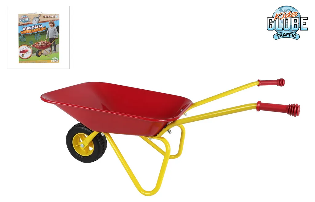 Brouette enfant métal robuste Kids Globe : fini les jouets cassés