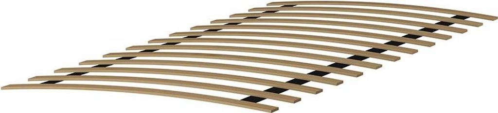 A wooden bed slat frame shown from a diagonal perspective on a white background.
