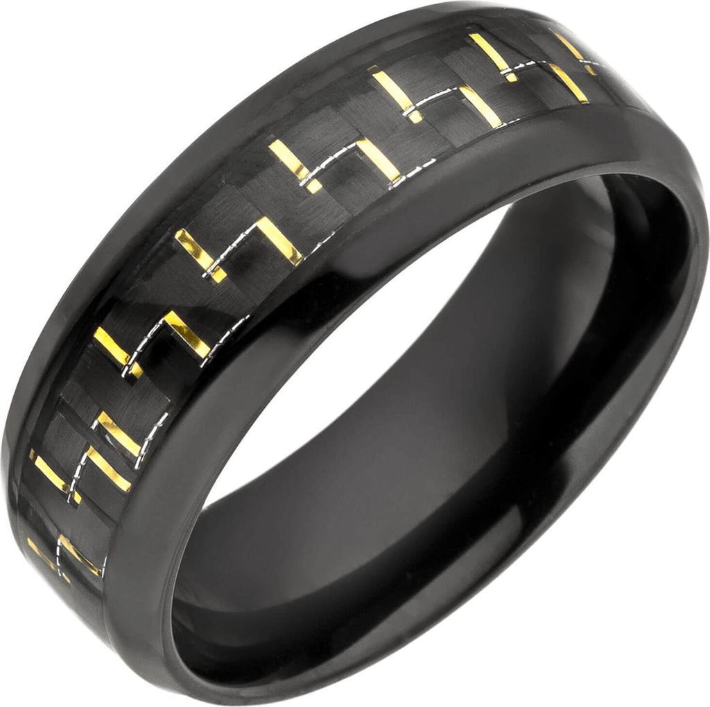 Ring Herrenring aus Edelstahl schwarz lackiert Kohlenstoffstahln Fingerschmuck Innenumfang 60mm Ø19.1mm