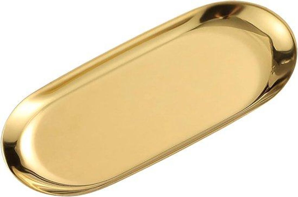 Goldschmuckbehälter, ovaales Edelstahlgefäß, Handtuchbehälter, Servierschale, Dessert- und Obstschale, Dekorativer Aufbewahrungsbehälter (Gold...