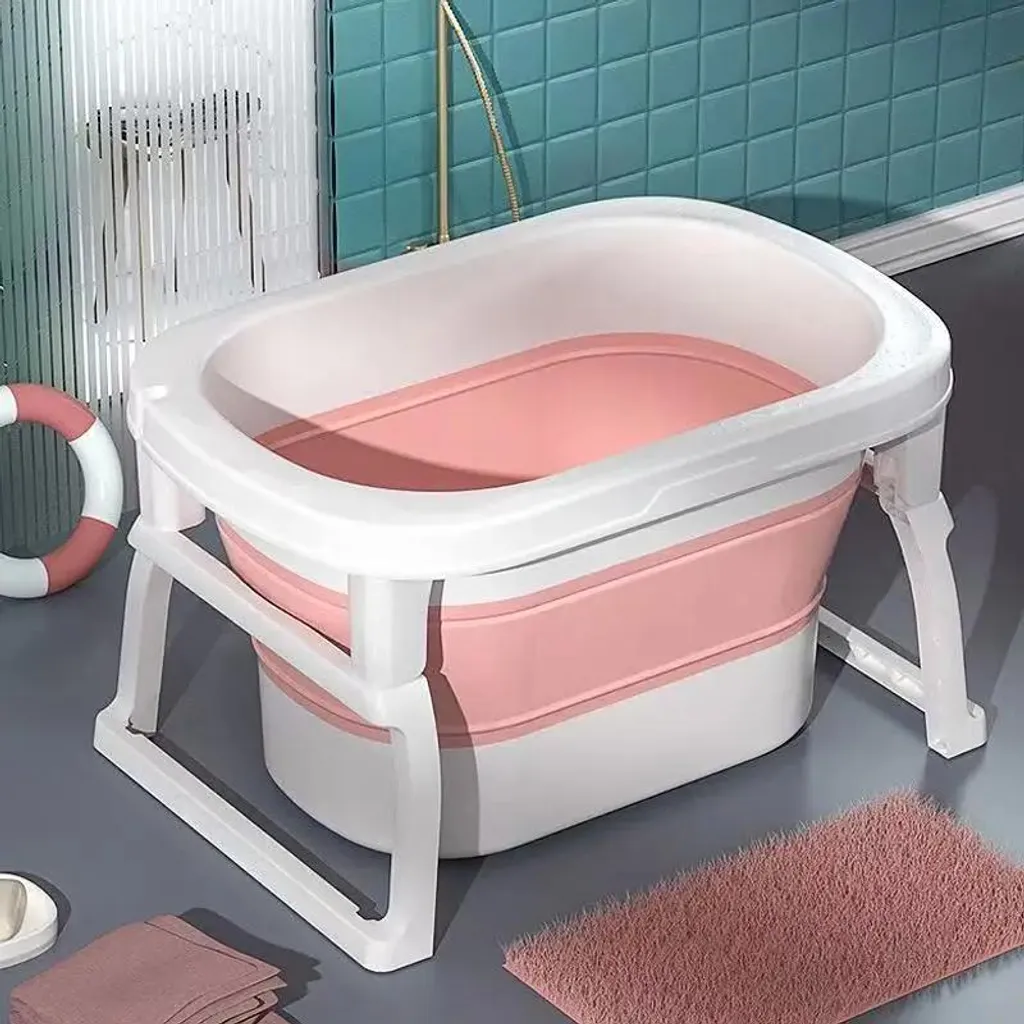 Baignoire Bébé Gain de Place Pliable Rose - Solution Idéale Petits Espaces - 4