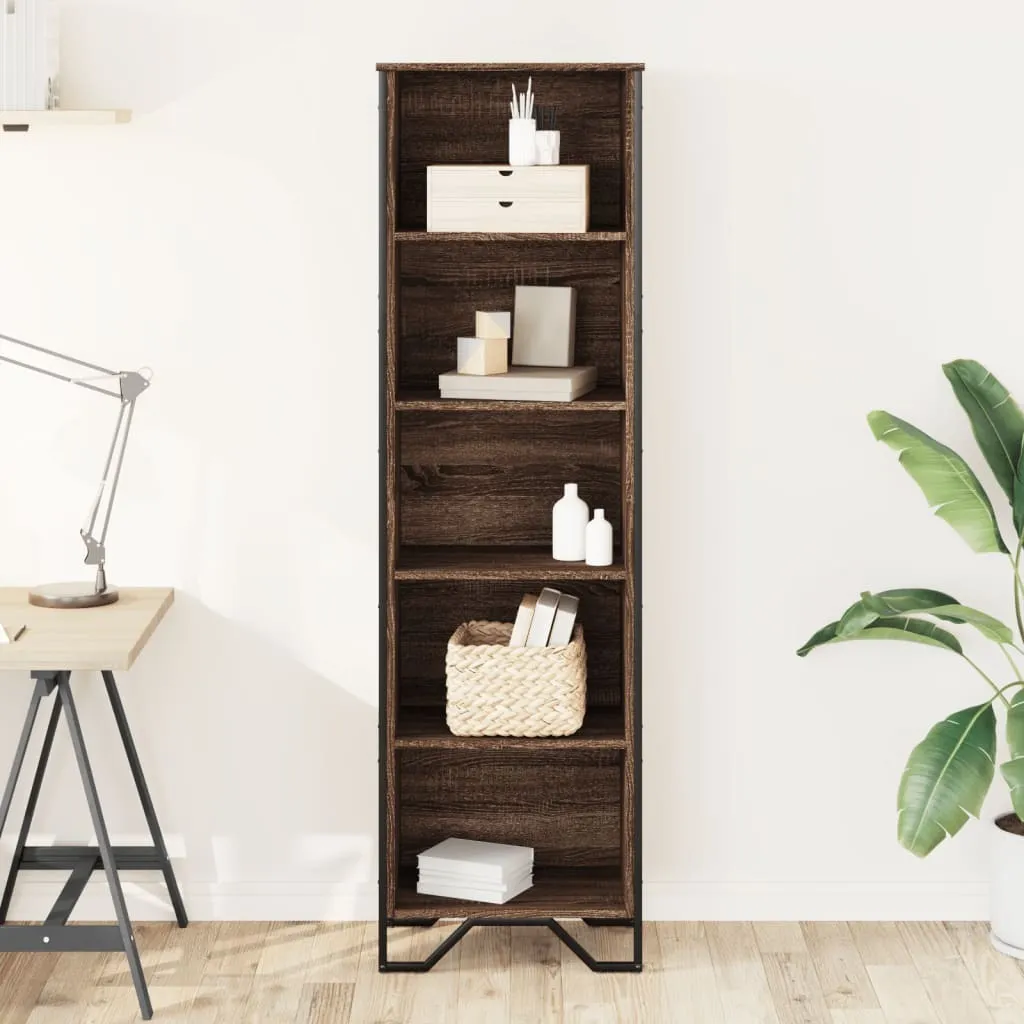 VidaXL Libreria Con Anta Rovere Marrone - 40x24x102 Cm - Mobile In Truciolato Con Ripiani, Armadio Portaoggetti Regolabile, Fissaggio A Parete