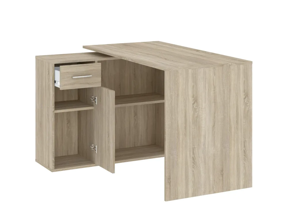Bureau d’angle de télétravail WESLACO chêne sonoma idéal pour petit coin - 2
