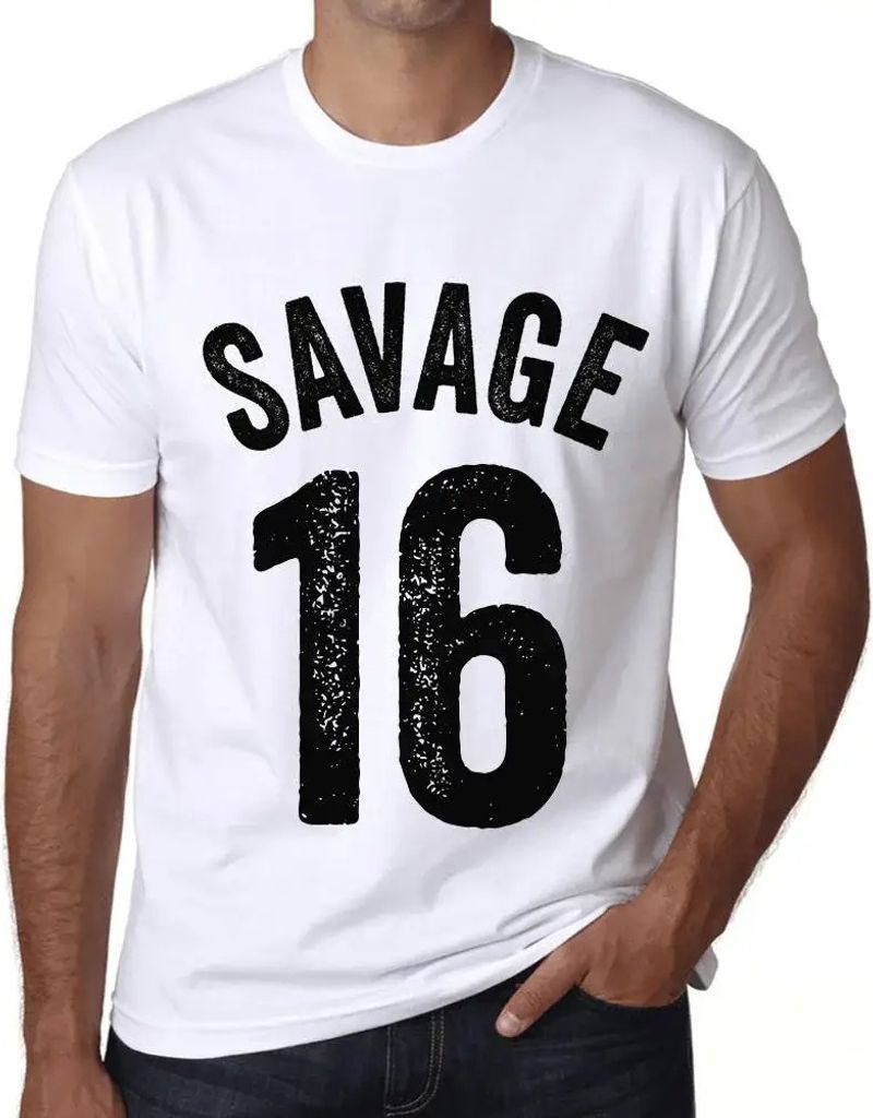 Herren Grafik T-Shirt Savage 16 Geschenk 16. Geburtstag Jahrestag 16 Jahre Jubiläum 16 Jährige Mann Jahrgang 2008 Kurzarm Lustige Druck