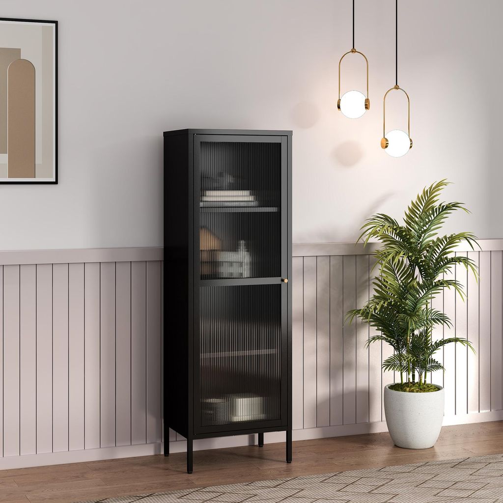 Vitrinenschrank ’Säkylä’ mit 1 Tür Stahl 150 x 50 x 35 cm Produktbild 