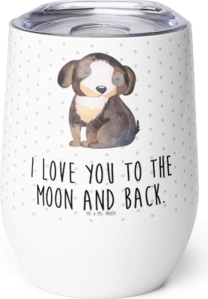 Mr. & Mrs. Panda Thermo Becher Hund Entspannen - Weiß - Geschenk, Edelstahlbecher, thermosbecher, edelstahl isolierbecher, Sprüche, Liebe, Thermo...