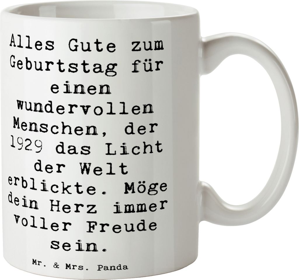 Mr. & Mrs. Panda Tasse Spruch 1929 Geburtstag - Weiß - Geschenk, Happy Birthday, Geburtstagsgeschenk, Geburtsjahr Feier, kaffeetasse bedruckt, Geb...