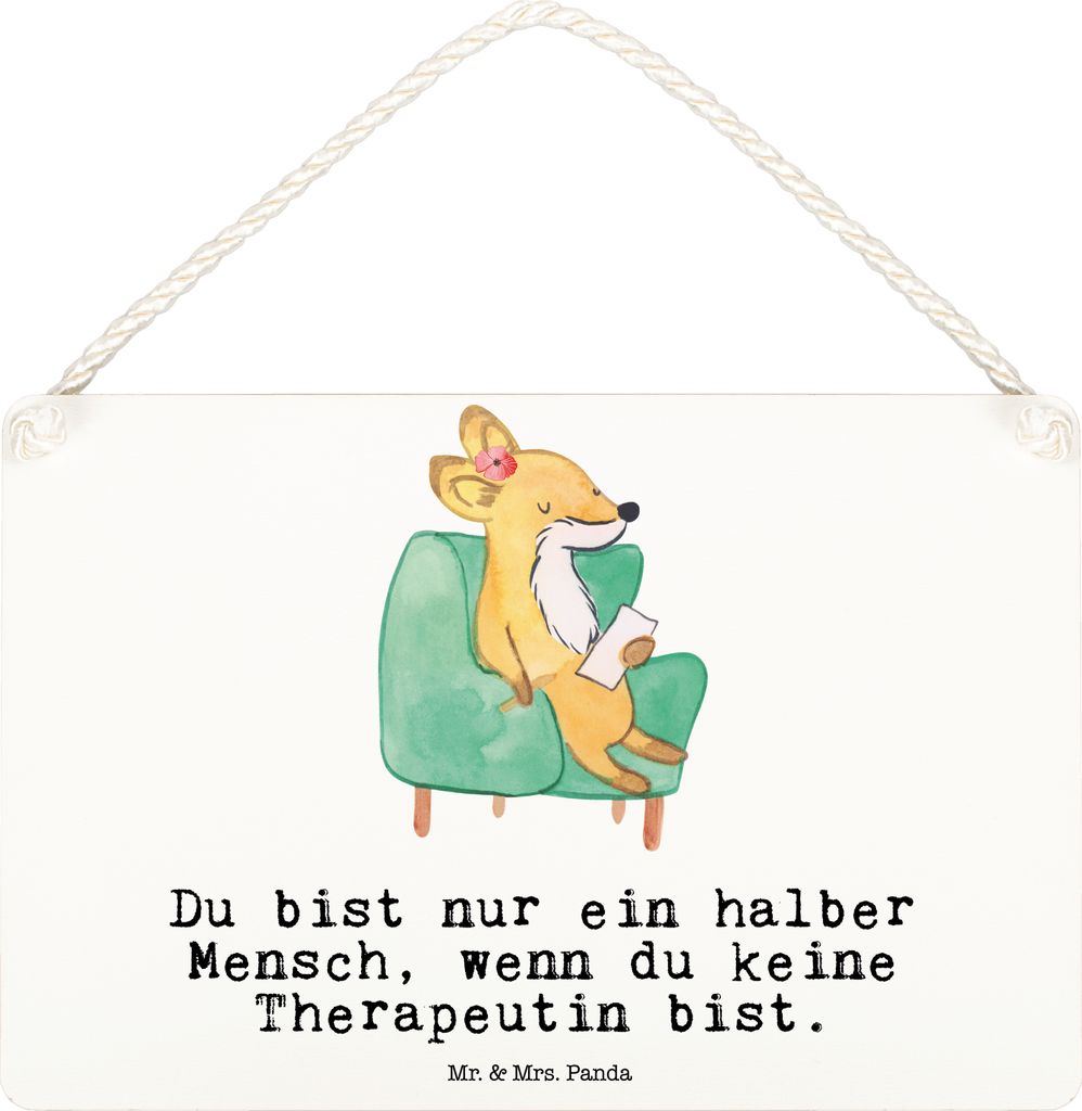 Mr. & Mrs. Panda Schild Therapeutin Herz DIN A6 - Weiß - Geschenk, wandtafel, Wandbild Holz, holzbild, Türschild, kleine aufmerksamkeit