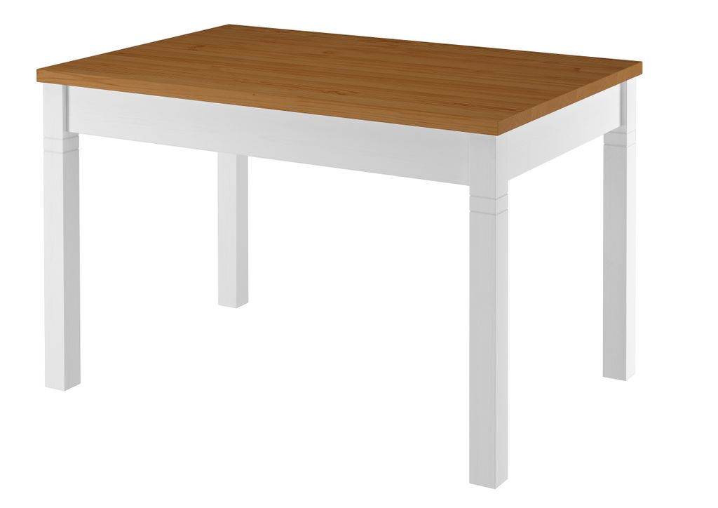 Zweifarbiger Küchentisch 80x120 Esstisch Massivholz Platte Eiche gebeizt Gestell weiß 90.70-51BE