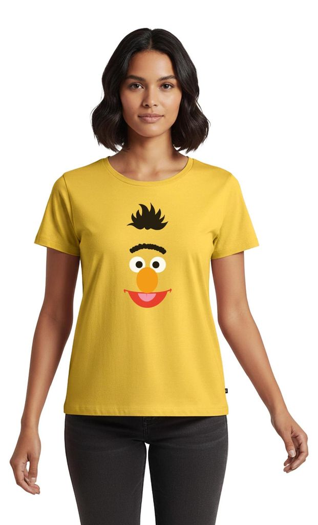 Spreadshirt Sesamstraße Bert Kostüm Gesicht Frauen Premium T-Shirt, XXL, Sonnengelb