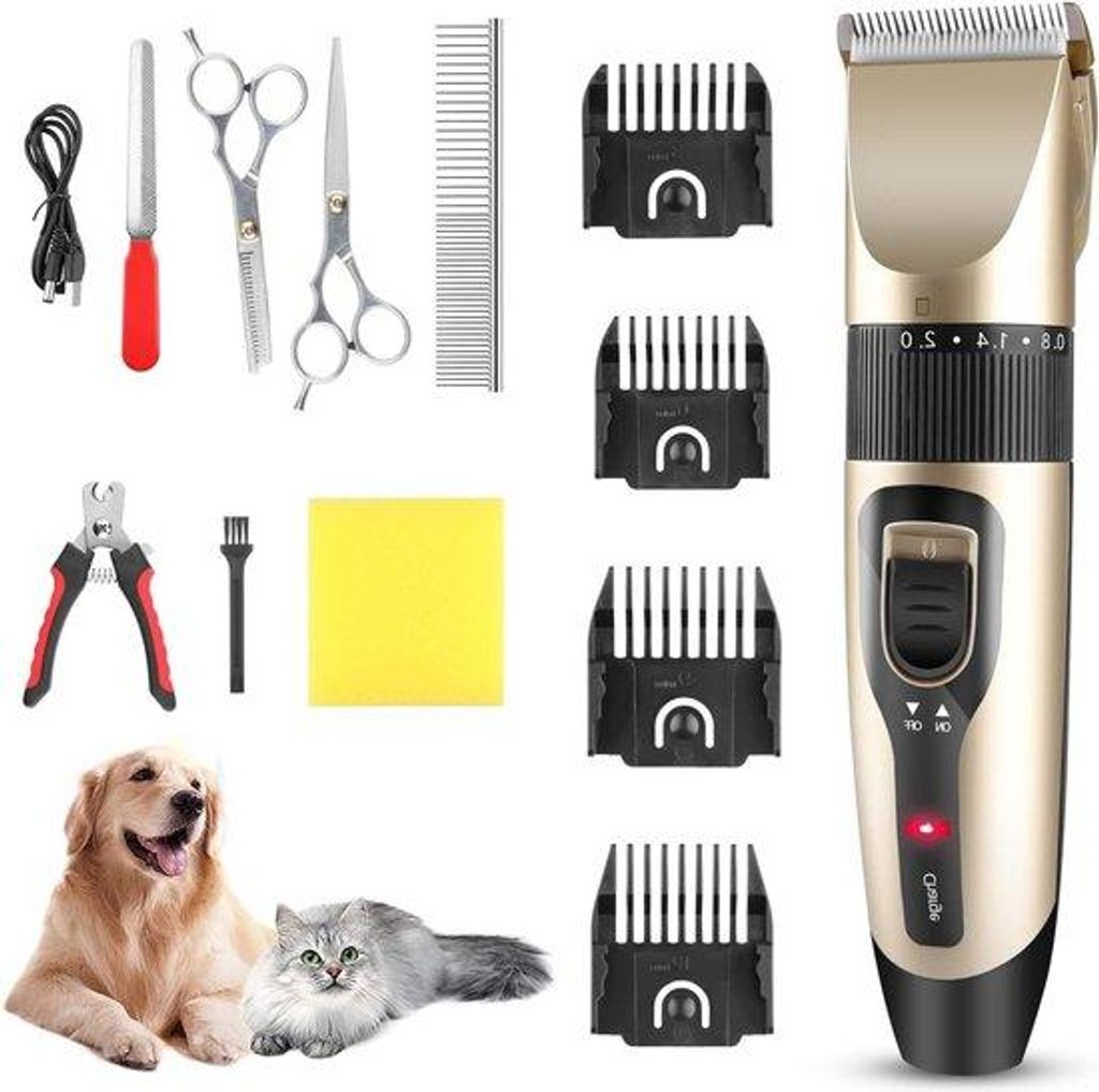 Professionelle Wasserdichte Haarbürste für Hunde - 12er Set drahtlose Scheerbürste für Hund und Katze - ideal für langhaarige Haustiere - Gold