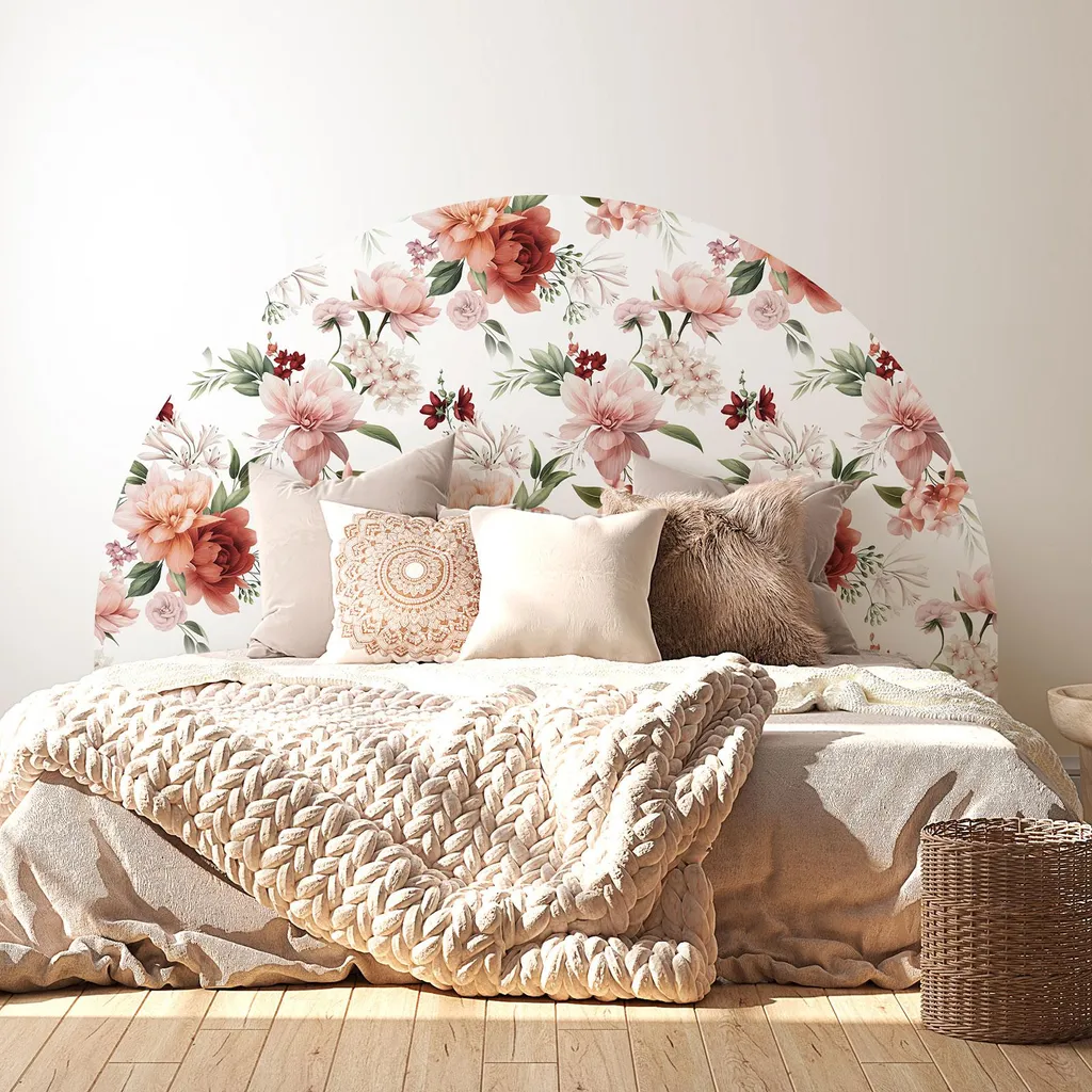 Rénover sa Chambre sans Travaux : Tête de Lit Adhésive Fleurs 220x130 cm