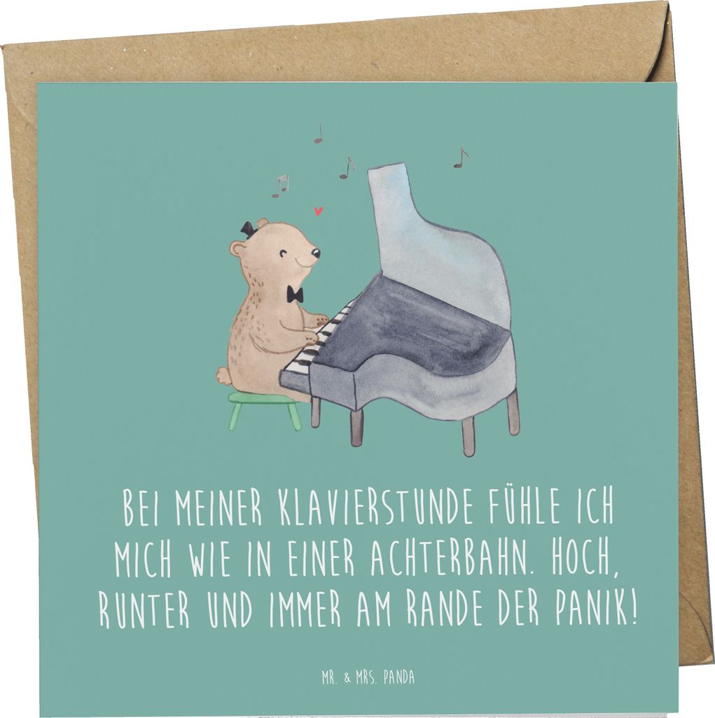 Mr. & Mrs. Panda Grußkarte Klavier Achterbahn - Meeresbrise - Geschenk, faltkarte, Musiker, Musikunterricht, Musik, Glückwunschkarte, anlasskarte...
