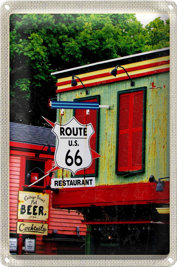 Blechschild Reise 18x12cm Amerika Route 66 Restaurant Chicago