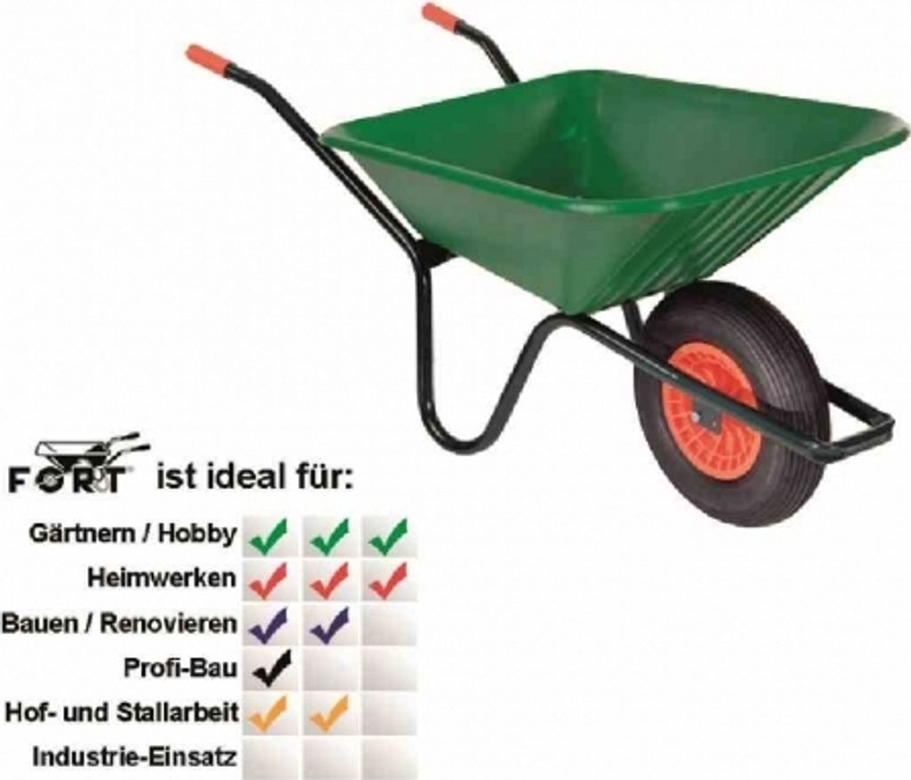 Altrad-fort FO05111 515/90 Gartenkarre 90L grü. PP-Mulde, gelbes Rad (05111PPGELGRÜN)