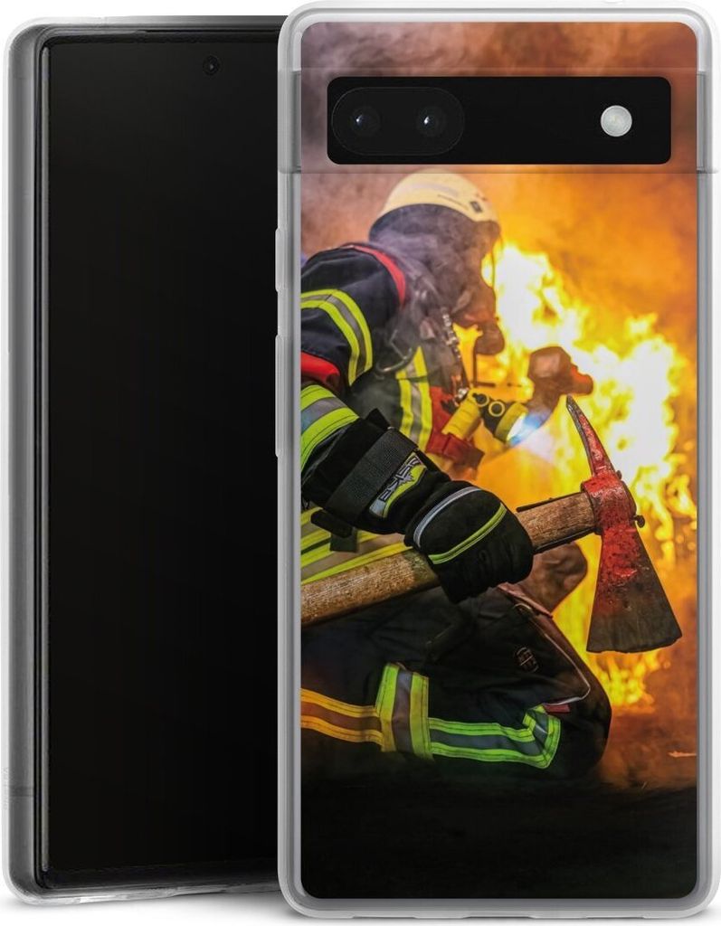 DeinDesign Slim Hülle für Google Pixel 6a Silikon Case Ultra Dünn Handyhülle Feuer Feuerwehr Lebensretter
