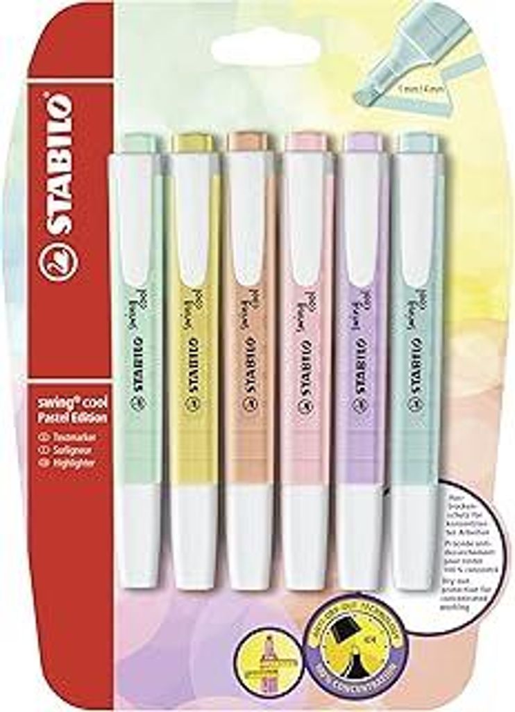 STABILO - Textmarker - swing cool Pastel - 6er Pack - Blister