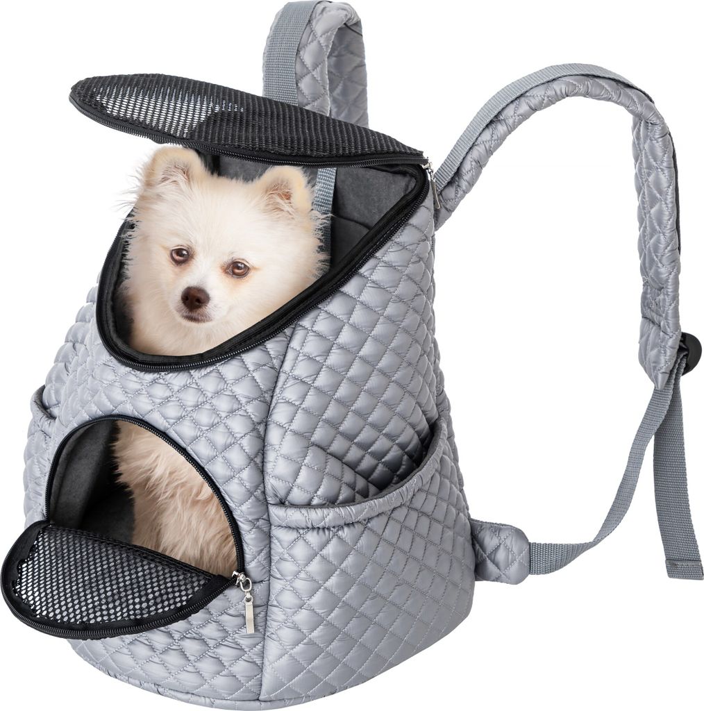 Rucksack für den Transport von Tieren, Tragetasche, Katzenrucksack, Katzenbox, Hundetasche, Hunde oder Katzenleine, Asche, Gr.1: 32x31x24 cm