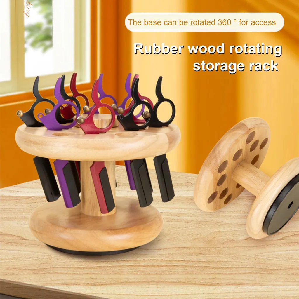 Étagère rotative bois - Rangement ciseaux et peignes fini le désordre