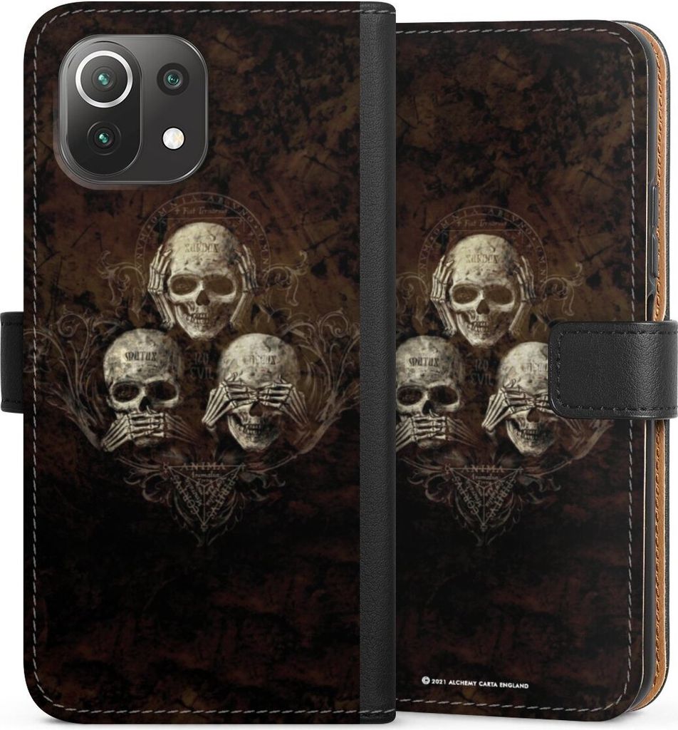 DeinDesign Klapphülle für Xiaomi Mi 11 Lite 5G NE Handytasche Lederhülle Tasche Art Gothic Totenköpfe