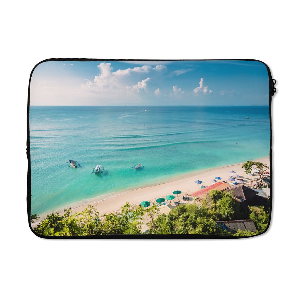 MuchoWow Laptop Hülle 13 Zoll Strand - Meer - Boot - Bali Laptoptasche - Laptophülle - Sleeve - Rundumschutz