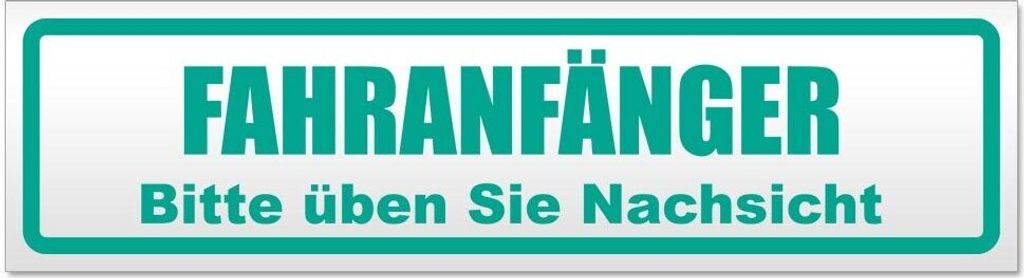 Kiwistar - Autoaufkleber - Türkis - 20 x 5,3 cm - Fahranfänger. Bitte üben Sie Nachsicht - Hinweis Aufkleber Sticker für Auto, Kfz, Fahrrad, PK...