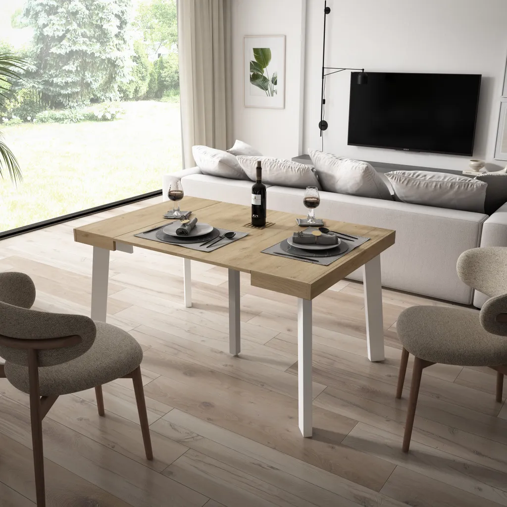 Console extensible en bois de chêne TAPA pour un salon modulable