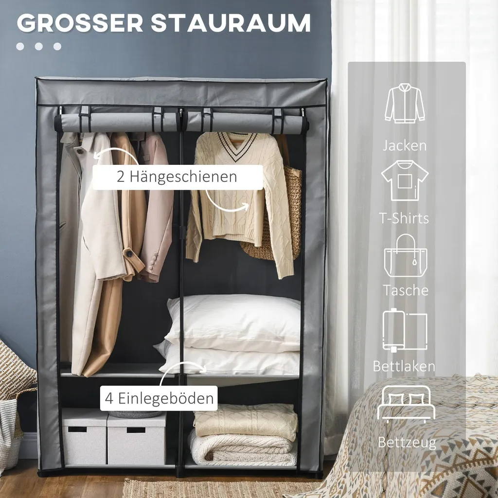 Dressing d'appoint gris clair pour chambre ou buanderie 118 cm largeur - 3