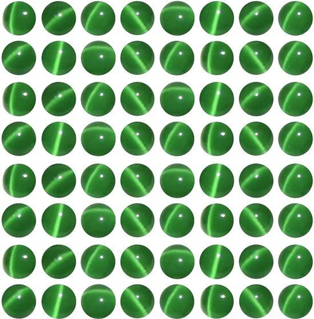 Lot de 35 perles en cristal œil-de-chat vert foncé 10mm éclat intense