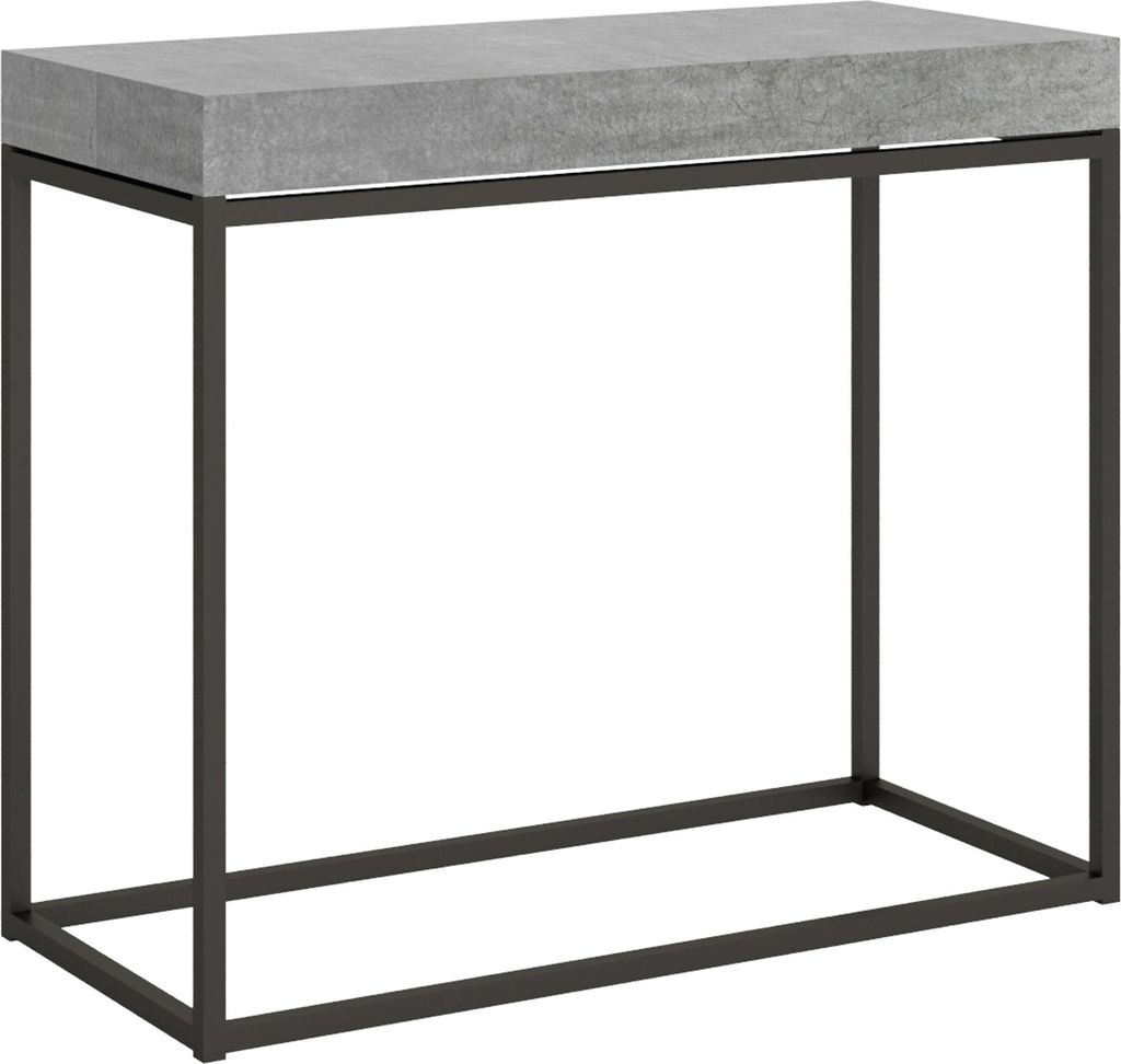ITAMOBY - Ausziehbarer Konsolentisch 90x40/196 cm Nordica Small Zement mit Eisenrahmen aus Anthrazit