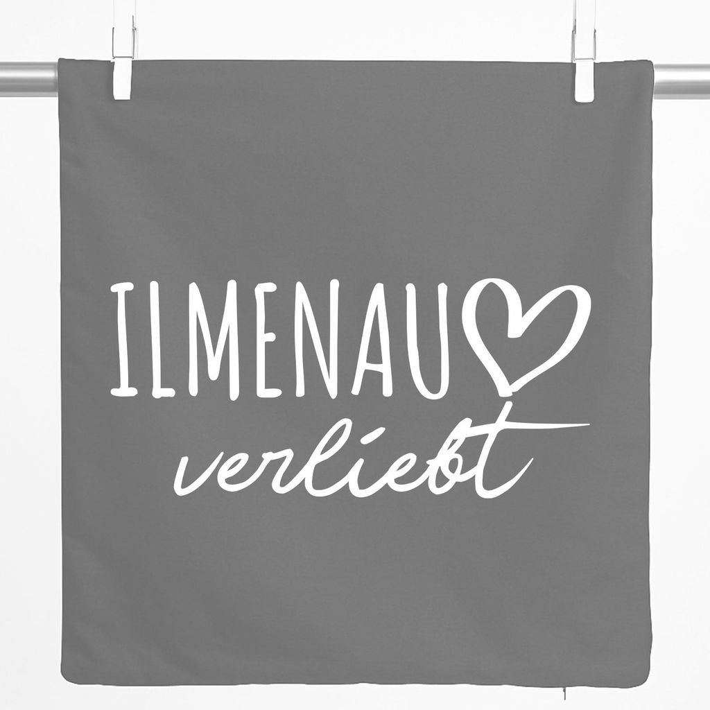 Huuraa Kissenbezug Ilmenau verliebt 40x40cm Steel Grey Baumwolle Dekokissenbezug Geschenkidee