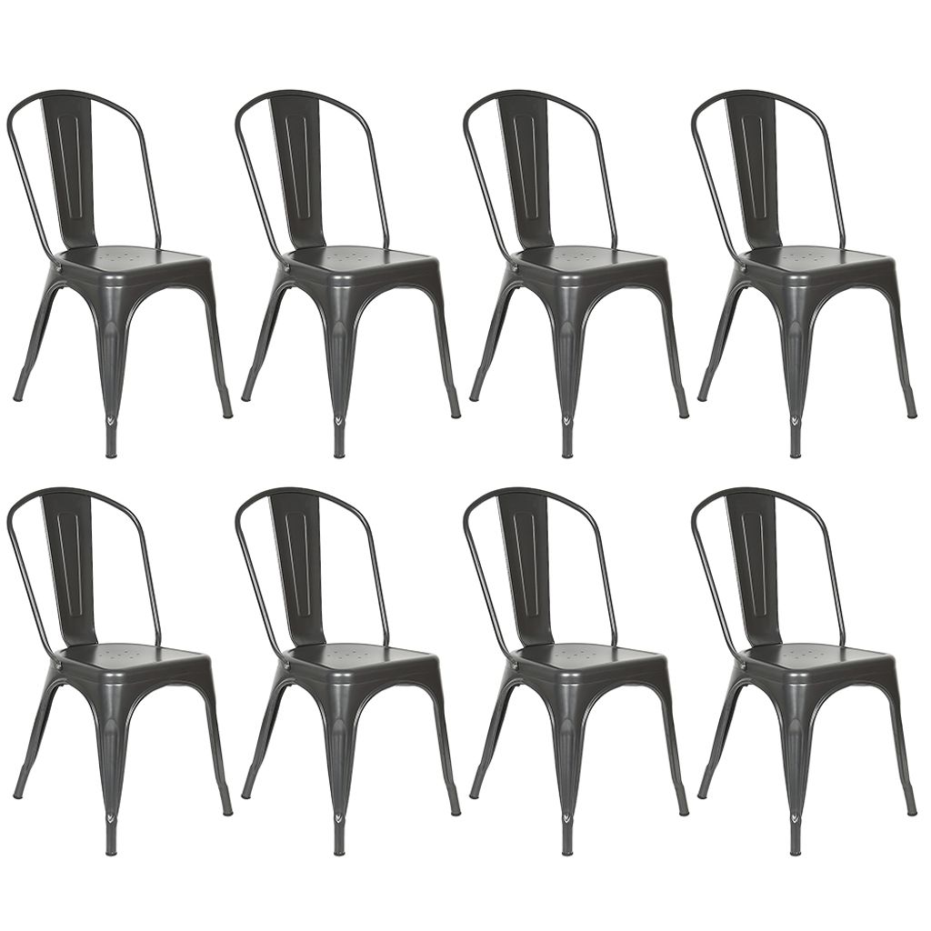 Supfine Set de 8 chaises de salle à manger empilables,métal Image du produit 