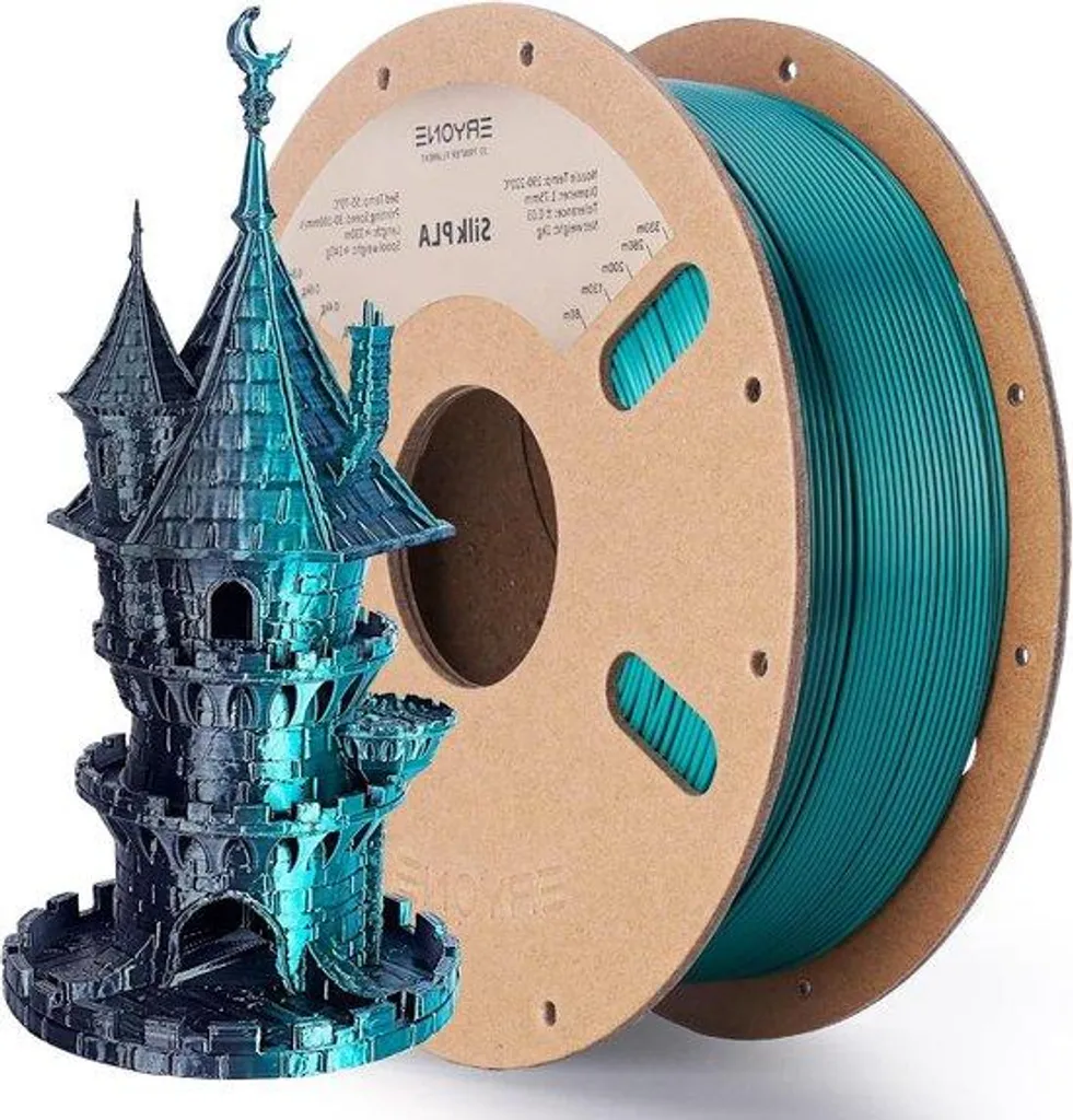 Filament PLA Soie Bicolore 1.75mm 1kg Vert et Noir pour Imprimante 3D