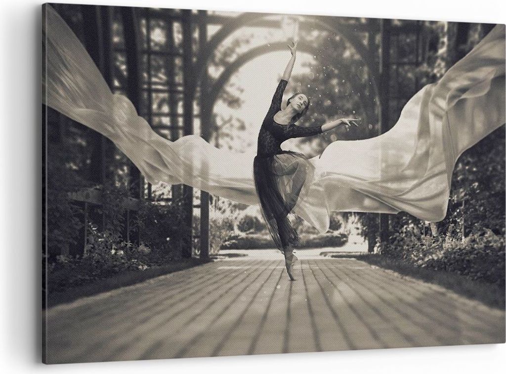 Bild auf Leinwand - Leinwandbild - Einteilig - Ballerina Tanz Luft - 120x80cm - Wand Bild - Wanddeko - Wandbilder - Leinwanddruck - Bilder - Wandde...