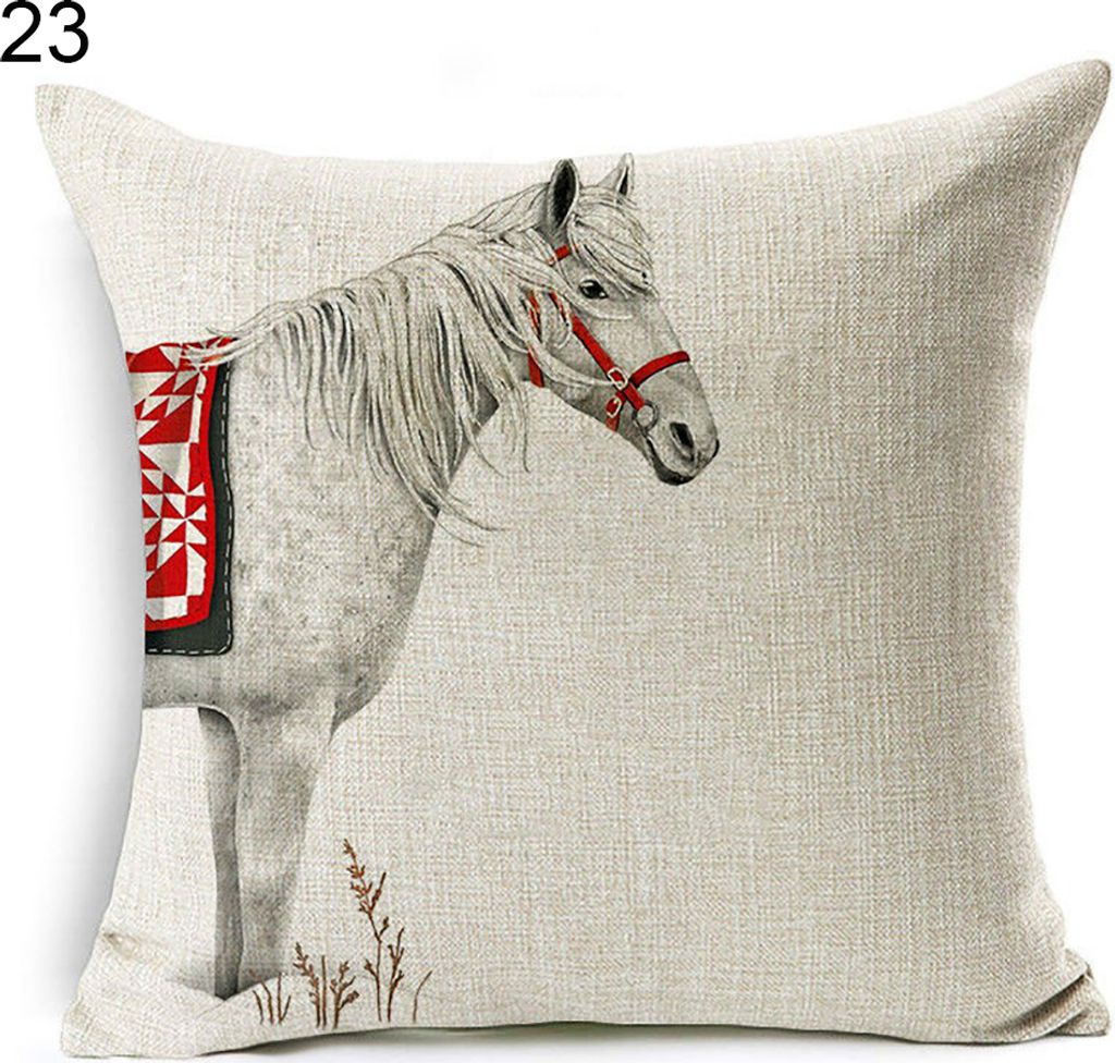Weihnachtshund Santa Claus Rentier Kissen Cover Wurfkissen Hülle Sofa Dekor-#23weihnachten Weißes Pferd